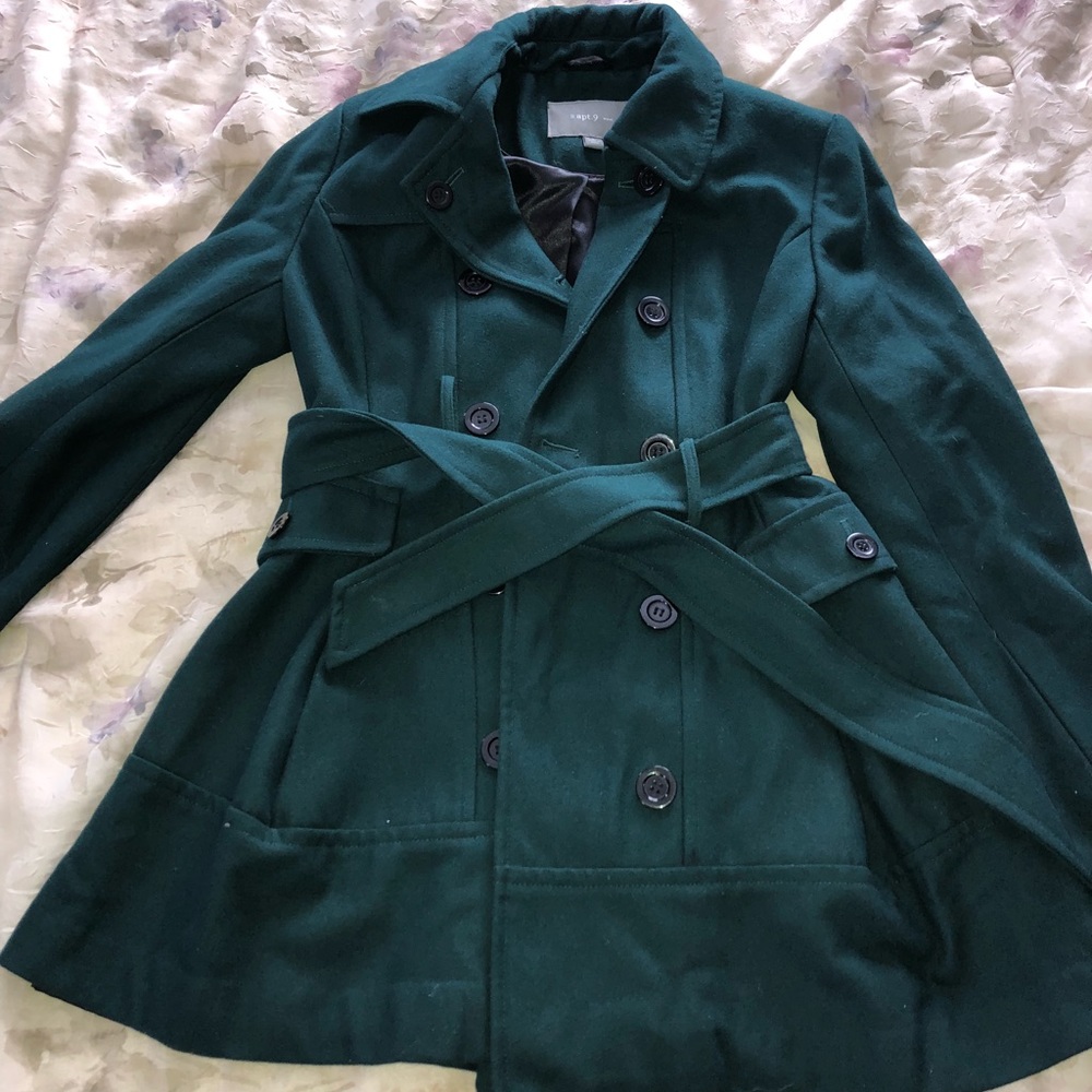 NEW NEVER WORN Apt. 9 forest green WOOL pea coat